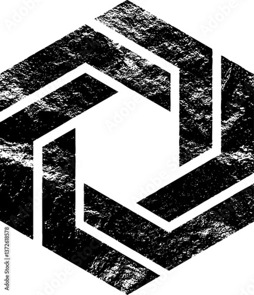 Obraz Large vector textured hexagonal geometric shape with a transparent background