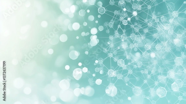 Obraz Abstract gradient background with molecular structures, perfect for medical, science, and technology themes. A modern and luxurious design ideal for hospitals, healthcare, and business presentations.