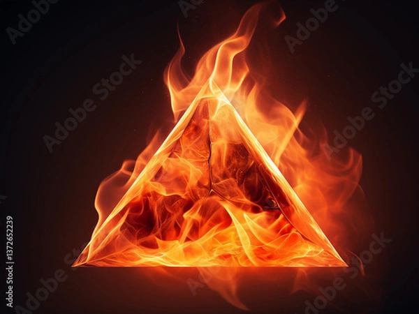 Fototapeta Angular flame shapes in geometric design with a warm color gradient effect
