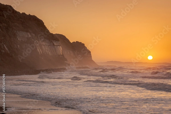 Obraz 屛風ヶ浦の朝焼け風景
