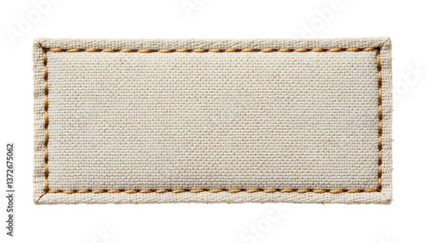 Obraz Rectangular fabric label featuring a stitched border png