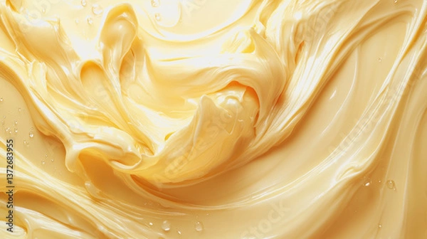 Fototapeta A mesmerizing liquid swirl of buttery soft hues creating a dreamy background illustration full of fluid movement
