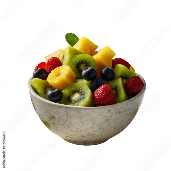 Fototapeta fresh fruit salad with transparent background PNG and JPEG image