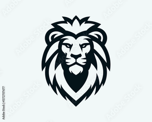 Obraz Lion Logo Design Vector Template. Elegant Lion Head Icon in Black and White Illustration.