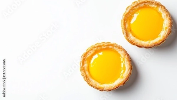 Obraz Two egg tarts on white background