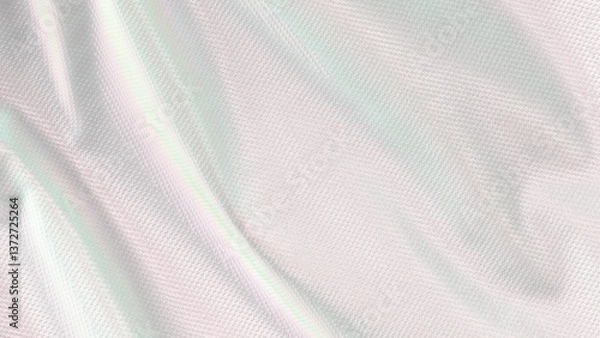Fototapeta Light pastel iridescent fabric texture background with rainbow sheen and soft woven folds
