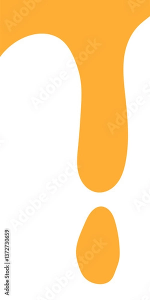 Fototapeta  melted honey on white background. flowing honey illustration for label or packaging design. melting slime. wavy liquid corner. abstract honey dripping pattern. dripping yellow paint.