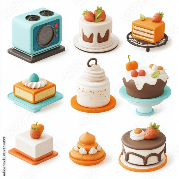 Obraz 3D cake icons