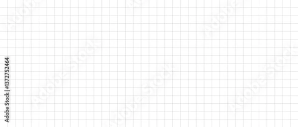 Fototapeta Graph notebook paper texture overlay effect design element. Lined paper background. White notebook sheet with grid banner.