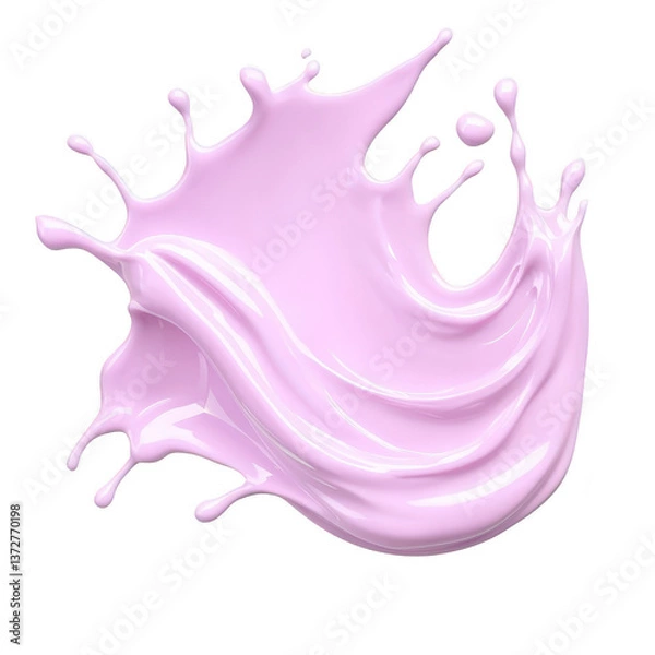 Fototapeta A splash of pastel pink liquid creates dynamic and artistic shape against transparency background, evoking sense of creativity and fluidity