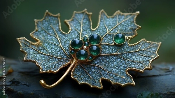 Obraz oak leaf with water drops