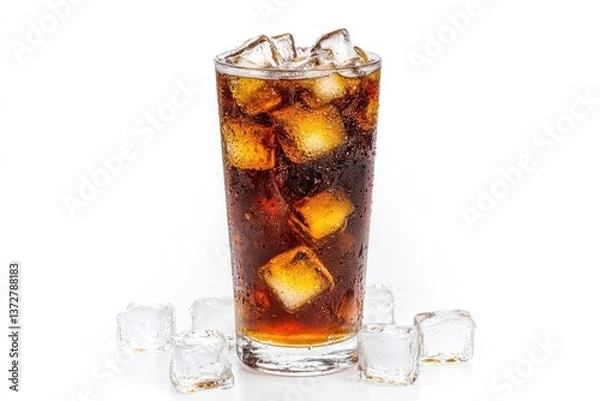 Fototapeta Tasty soft drink ready to eat, isolated on a white background