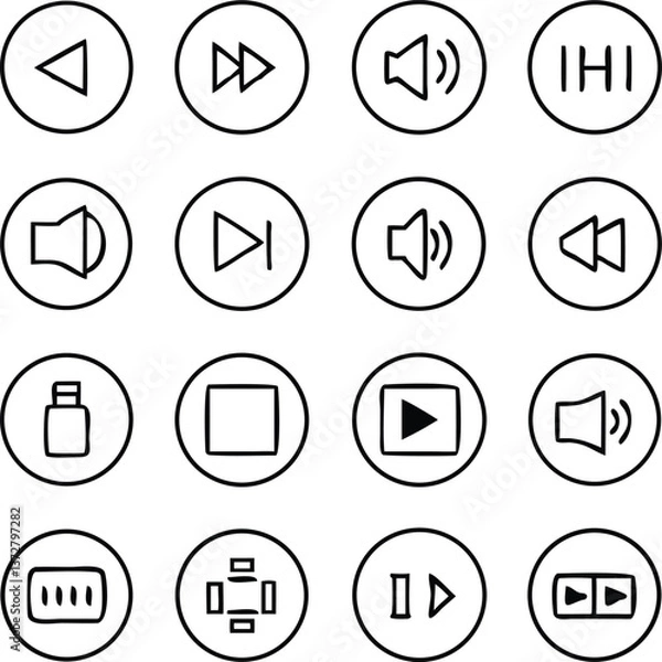 Fototapeta Audio Video Icon Set Pack Vector