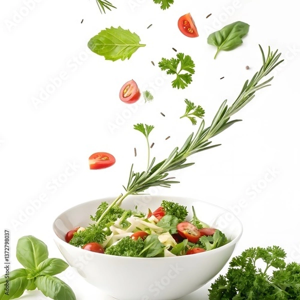 Fototapeta salad with tomatoes and cucumbers