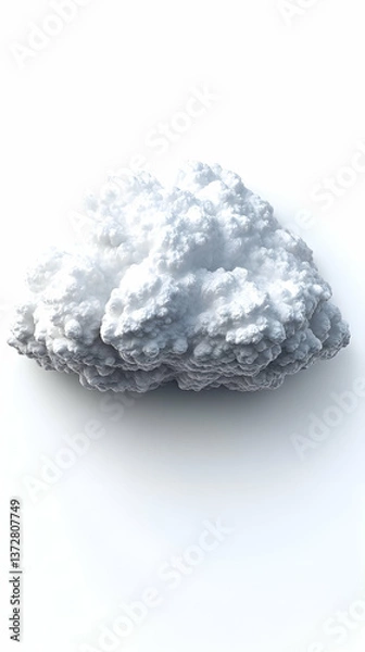 Fototapeta A fluffy white cloud is shown against a stark white background Its detailed textured surface gives it a surreal almo