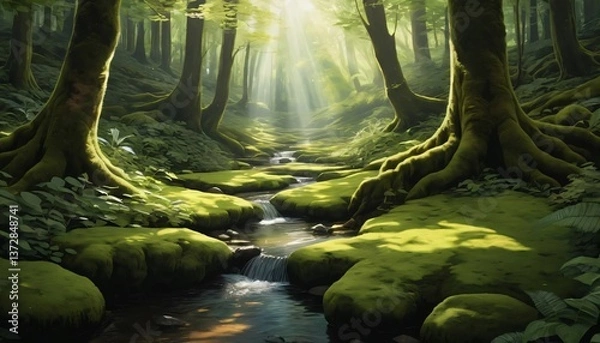 Obraz waterfall in the forest