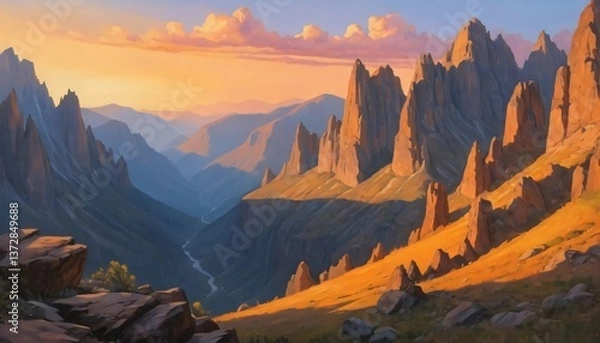 Obraz sunset in the mountains