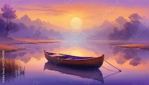 Obraz sunset on the lake