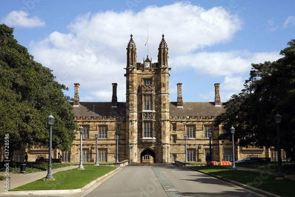 Obraz Stary neogotycki budynek z cegły z piaskowca, Sydney Uni, Australia