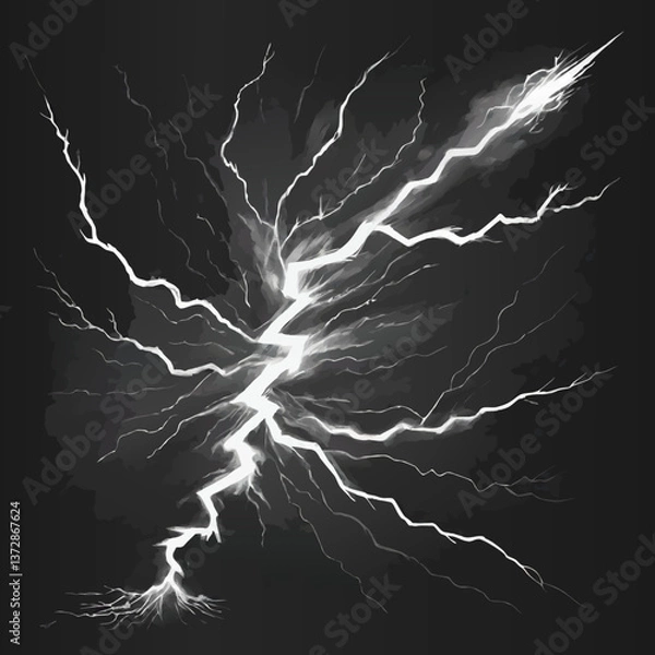 Fototapeta lightning flash on black background vector illustration