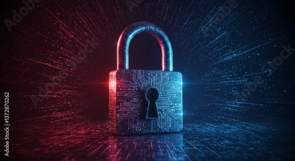 Fototapeta Cybersecurity Padlock