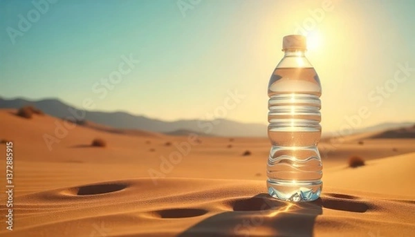 Obraz Empty plastic water bottle in a desert