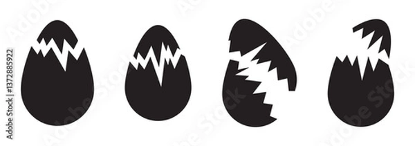 Fototapeta Easter eggs drawn by continuous one line. Minimalist style Happy Easter concept. Greeting banner design. Vector illustration.