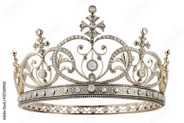 Fototapeta Ornate diamond tiara with floral and scroll designs.