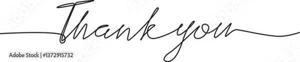 Obraz Thank you lettering drawn single continuous line in minimalism