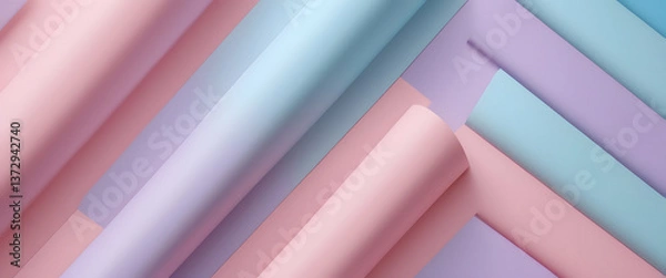 Fototapeta Pastel Paper Rolls Abstract Background