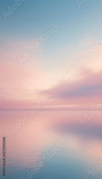 Fototapeta Serene Sunset Reflection: A Pastel Dreamscape Over Tranquil Waters