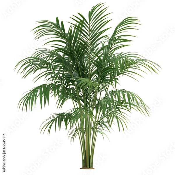 Obraz A 3D Bamboo Palm Plant with Long Feathery Leaves Isolated on Transparent Background