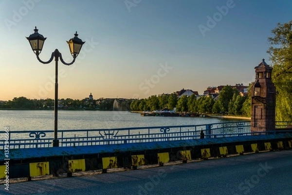 Obraz Ełk,jezioro o zachodzie