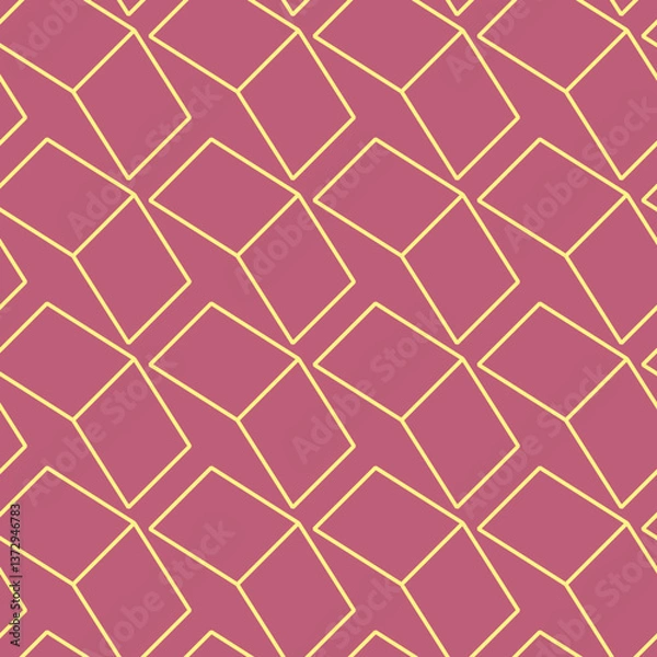 Fototapeta Seamless Geometric Pink and Yellow Pattern Design
