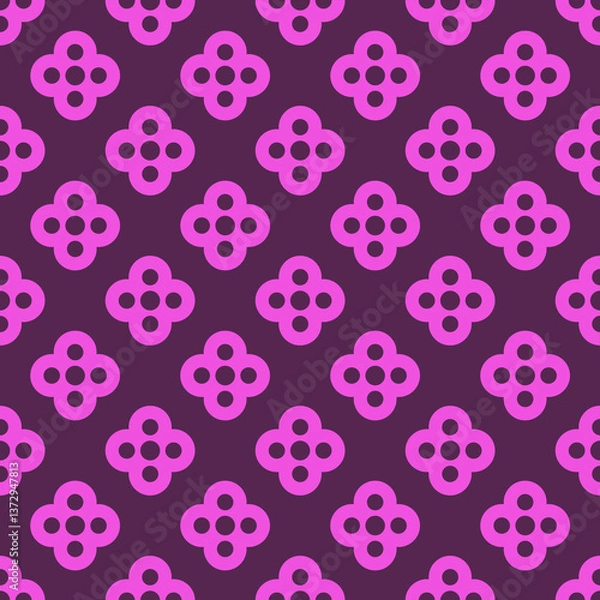 Fototapeta Seamless Floral Geometric Pattern in Pink and Purple