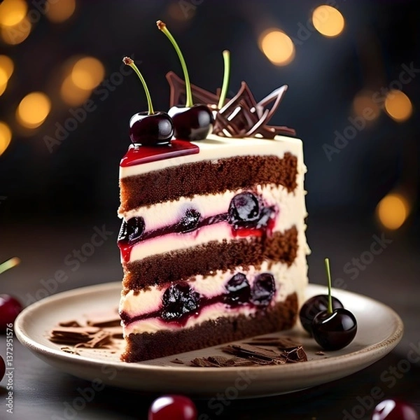 Obraz A slice of delicious black forest cake
