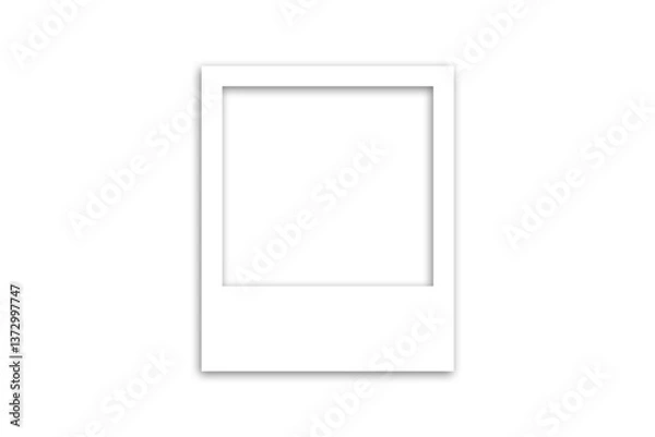Obraz blank photo frame, Minimal Polaroid photo frame on transparent background – empty vintage square photo border PNG for digital scrapbooking, graphic design, photo mockups, collage templates, and creati