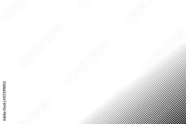 Fototapeta Diagonal halftone dot fade in lower right corner on transparent PNG background, retro comic-style gradient for modern graphic design, pop art texture overlay or stylish abstract layout

