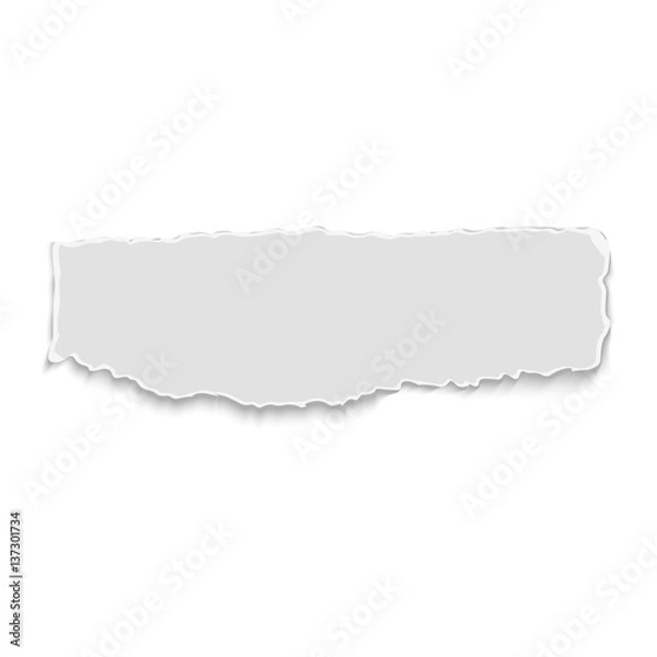 Fototapeta White elongate paper tear with shadow isolated. Vector
