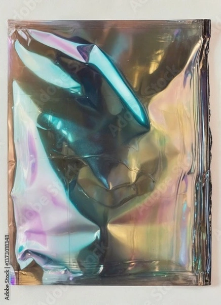 Fototapeta Shiny Metallic Foil Texture with Vibrant Iridescent Colors