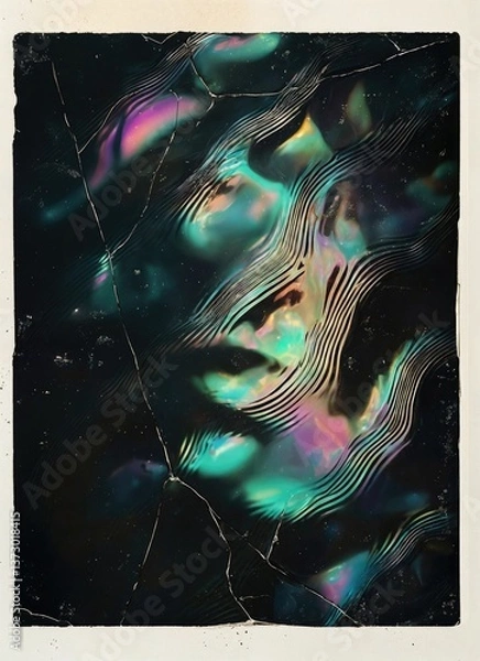 Fototapeta Dynamic Crumpled Chrome Background with Color Shift