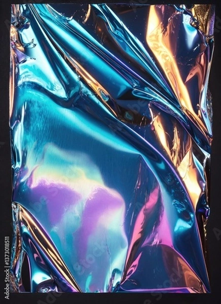 Fototapeta Abstract Light Reflection on Wrinkled Foil Material