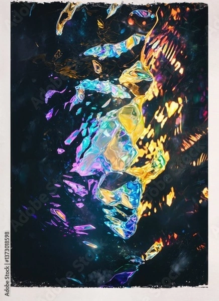 Fototapeta Colorful Crinkled Foil Background with Rainbow Shine