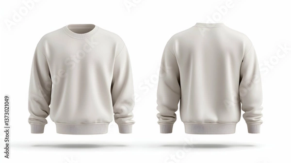 Fototapeta Beige Crewneck Sweater Mockup Front and Back View
