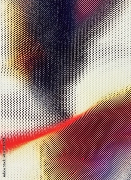 Fototapeta Wavy Halftone Surface with Organic Blur and Color Bursts