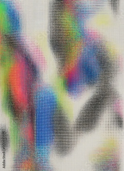 Fototapeta Black and White Halftone Illusion with Digital Warping