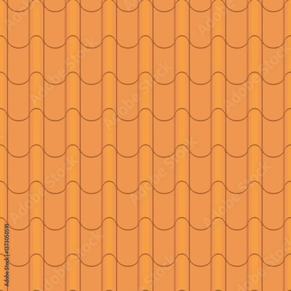 Obraz Seamless pattern with roof tiles - hand drawn vector illustration.