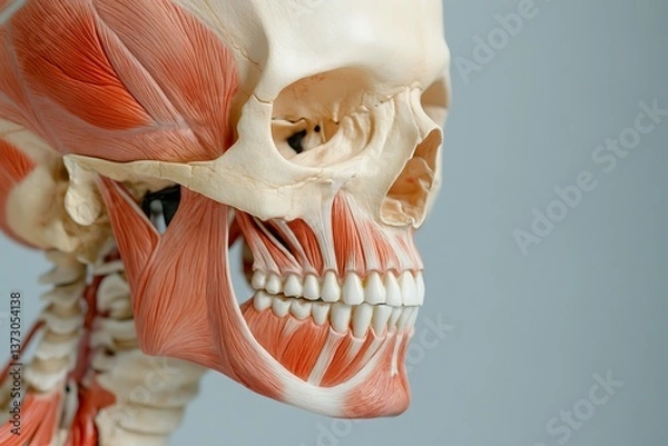 Obraz Human skull showing masseter muscle and teeth