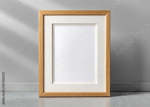 Obraz A simple, elegant oak frame awaits your cherished memory, ready to display a treasured photograph or artwork, bathed in soft, natural light against a neutral backdrop.