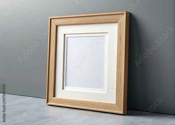 Obraz A simple oak frame cradles a blank canvas, inviting cherished memories and personal stories to fill its quiet space with warmth and a touch of natural light.